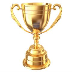 Fototapeta na wymiar A golden trophy cup with big handles on a transparent background png isolated Generative Ai