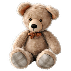 A brown teddy bear with a bow tie on a transparent background png isolated Generative Ai