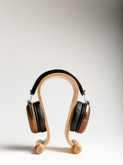 High-quality black and brown wooden acoustic headphones.