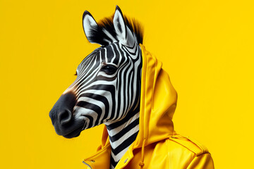 friendly and charismatic zebra character involved in an everyday activity, animal influencer, animals banner, Generative AI
