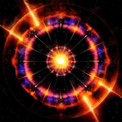 Abstract watercolor mandala cosmic circle digital paint