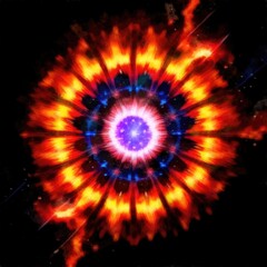 Abstract watercolor mandala cosmic circle digital paint