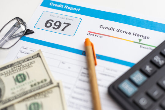 report credit score banking borrowing application risk form document loan business market concept - stock image
