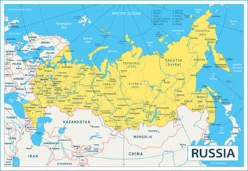 Fototapeta na wymiar Russia Map - highly detailed vector illustration