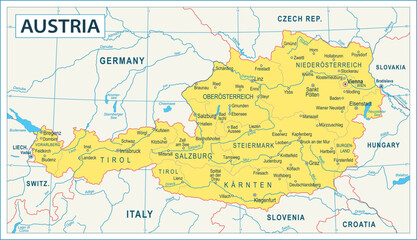 Fototapeta na wymiar Austria Map - highly detailed vector illustration