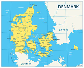 Denmark Map - highly detailed vector illustration