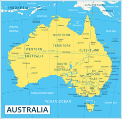Australia Map - highly detailed vector illustration