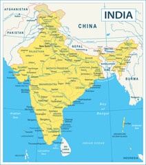 India Map - highly detailed vector illustration - 611734810
