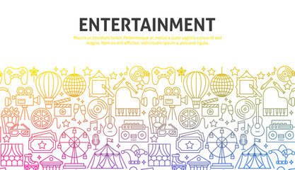 Entertainment Outline Concept. Vector Illustration of Outline Design.