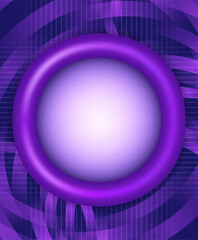 Abstract blue dynamic dots lines vector background with purple circles and plastic round banner