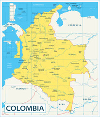 Colombia map - highly detailed vector illustration