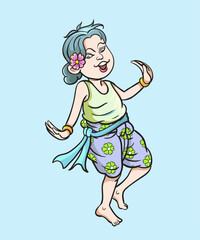 Thai traditional dance, Thai children, Thai cartoons. pop art retro hand drawn style vector design illustration.