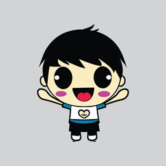 kawaii cute happy boy t shirt design