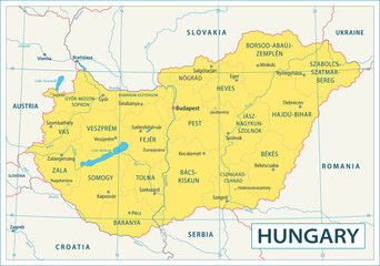 Hungary map - highly detailed vector illustration