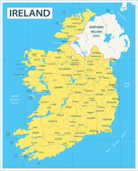Ireland map - highly detailed vector illustration