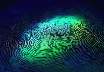 Imprint of Identity: Engraved Fingerprint on a Computer Screen in Vibrant Colours | AI Generated.