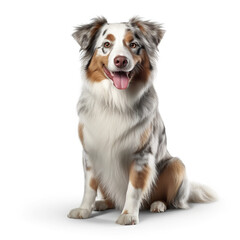 Obraz premium australian shepherd dog isolated in a white background, ai generated