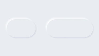 Neumorphic buttons. Simple trendy design elements UI components isolated on light background. Control element for website, mobile app menu and navigation with rounded edges