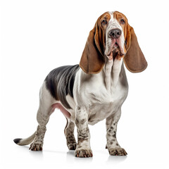 basset hound dog isolated in a white background, ai generative