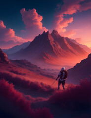 Fototapeta premium hiker in the mountains