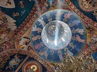 The interior of the Măriuș orthodox monastery in Satu Mare county, Romania