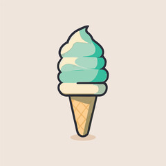 ice cream cone cartoon icon illustration. sweet food icon concept isolated