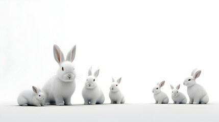3D white rabbit on white background