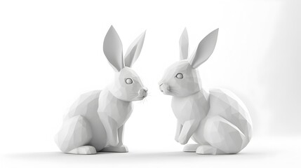 Fototapeta premium 3D white rabbit on white background