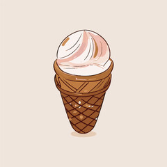 ice cream cone cartoon icon illustration. sweet food icon concept isolated