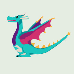 flying magic dragon out of fairy tales. Character for games. Cartoon style vector illustration.