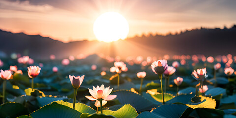 radiant bloom of lotus At the break of dawn