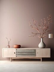 Conception de meubles, style nordique, fusion, fond de couleurs claires, affichage de produit, façade, éclairage de studio