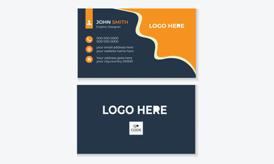 SIMPLE BUSINESS CARD WITH ORANGE COLOR DESIGN TAMPLATE .