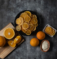 Dried orange on a Dark Background