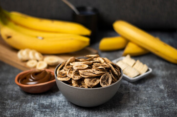 Dried Banana on a Dark Background