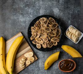 Dried Banana on a Dark Background