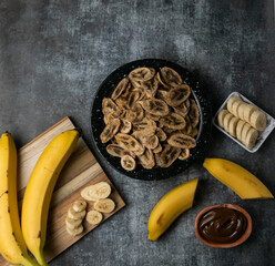 Dried Banana on a Dark Background