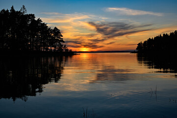 Sunset over lake Vattern in Sweden june 4 2023
