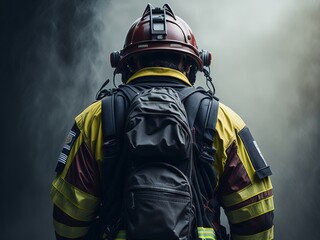 Stressed Firefighter. Generative AI
