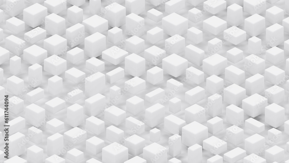 Aufkleber many white cuboids geometrical graphics - cg concept - abstract 3d rendering