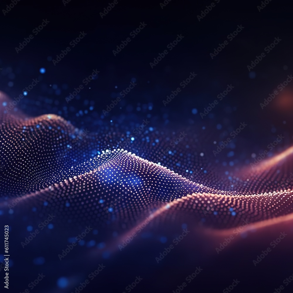 Wall mural energy of fractal realms. abstract waving particle technology background. generative ai