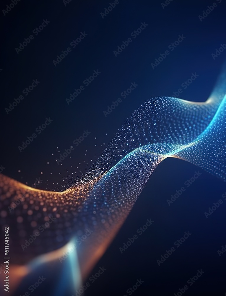 Canvas Prints energy of fractal realms. abstract waving particle technology background. generative ai