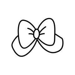 Hand drawn line sketch bows and ribbon. Vector element doodle design, Pen drawing illustration 