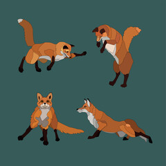 set of cute fox