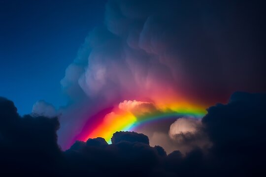 Rainbow In The Clouds. Creative resource, AI Generated