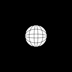 Globe icon. Simple earth planet logo isolated on black background 