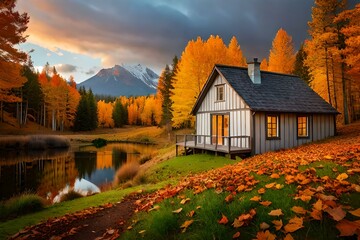 An idyllic image of a charming cottage nestled in a picturesque countryside, surrounded by blooming flowers and rolling hills - Generative AI Technology