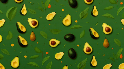 avocado with leaves cut in half with a stone in the background created with Generative Ai technology