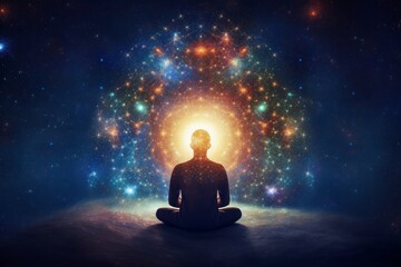Fototapeta na wymiar Universe, cosmos. Meditation background, chakras, prana, the mind of God and spirituality. Generative AI