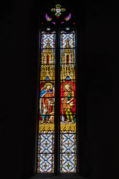 Interior of Roman Catholic Perpignan Cathedral of Saint John the Baptist (Basilique-Cathedrale de Saint-Jean-Baptiste, from 1324). Perpignan, Pyrenees-Orientales, France. September 1, 2020.